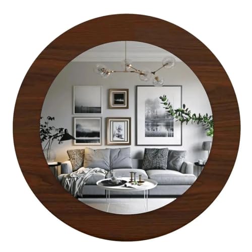 Decorative Round Wooden Wall Mirror Stylish and Elegant Home Accent for Any Room