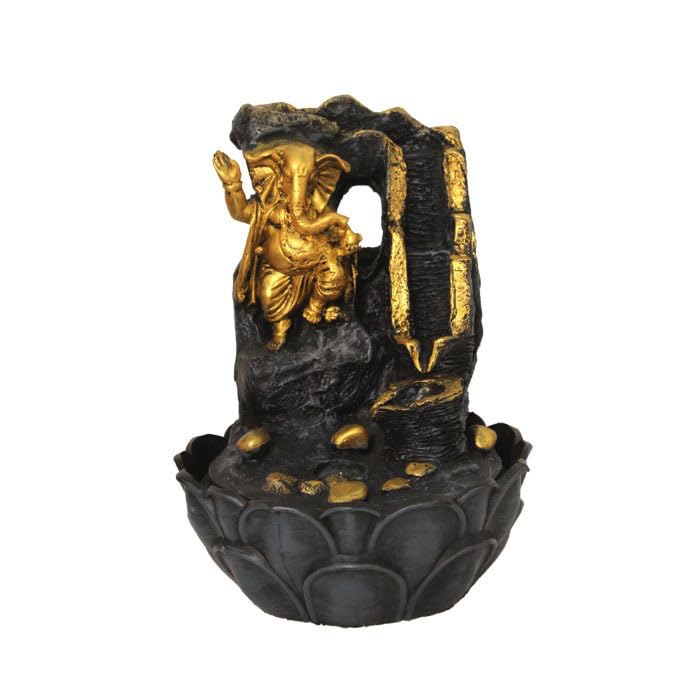 Art N Hub Lord Ganesha Home Decorative Water Fountain Best Home and Office Inauguration Gift Items | Built (27 x 27 x 37 CM | Grey Golden)