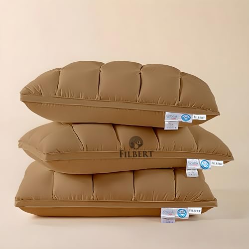 Filbert Super Soft Premium Box Buffle Pinch Pleate Adjustable Hight Pillows 18x28 Inch Standard Size Luxurious Down Alternative Sleeping Pillow | Beige - Set of - 2