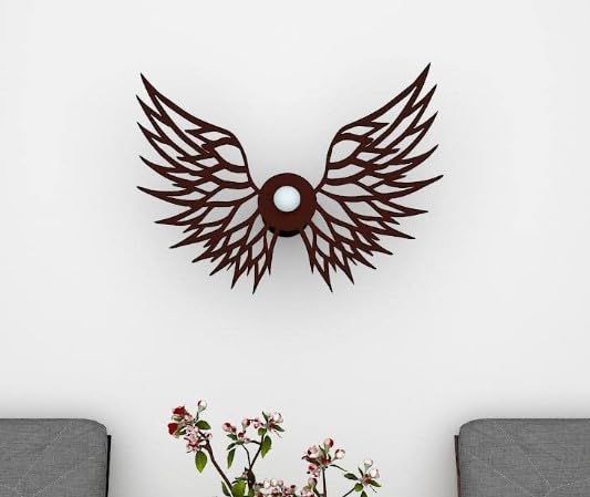 Seven Circles Shopee Wings Creative Shadow Lamp Home Decor Item, Dinning, Room, (Wood, Brown) 17 inch X 22 inch Pack of 1 (Brown)