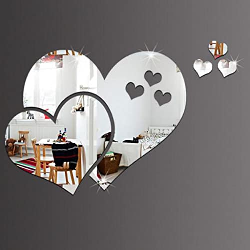 ATORSE® Creative Love Acrylic Vinyl Mural 3D Mirror Wall Stickers Room Decor Silver