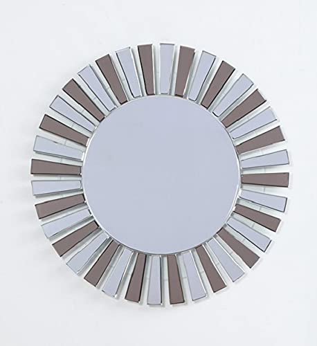 Zoyo Cera Modern Designed Glass Round Wall Mirror (Silver & Brown, 24 x 24 Inch, Unframed)