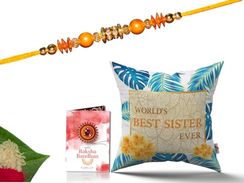 Pillow Rakhi for Brother with Gift - Rakhi with Rakhi Cushion with Filler Greeting Card- Rakhi for Brother, Gifts for Brother, Gifts for Rakhi, Gifts for Rakshabandhan Rakhi Gifts-CH-SIS-14-PF