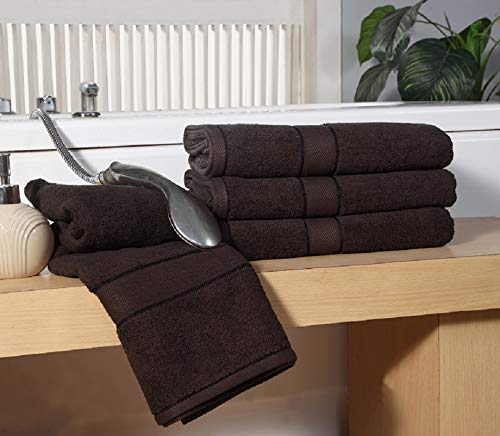 Divine Elysian - Premium,100% Natural Ring-Spun Double ply Cotton Yarn,Soft,Extra Absorbent & Durable, Quick-Dry (Pack of 4 Bath Towel Set, Chocolate)