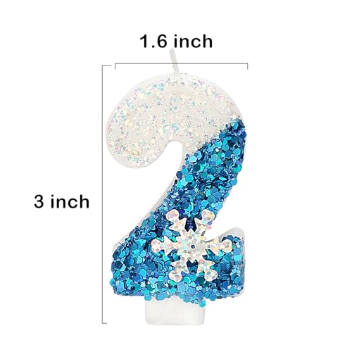 Snow Themed Birthday Candles, 12th Birthday Candle for Party Supplies, Winter Birthday Party Supplies, 2.76 inch Number 12 Candle Cake Topper Decoration (Number 12)