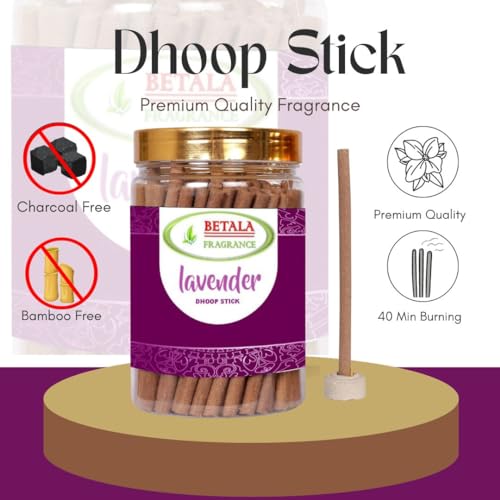 Betala Fragrance Lavender Flavour Dhoop Sticks, Pack of 200 g Dhup Stick with Holder Stand (200 Gm)