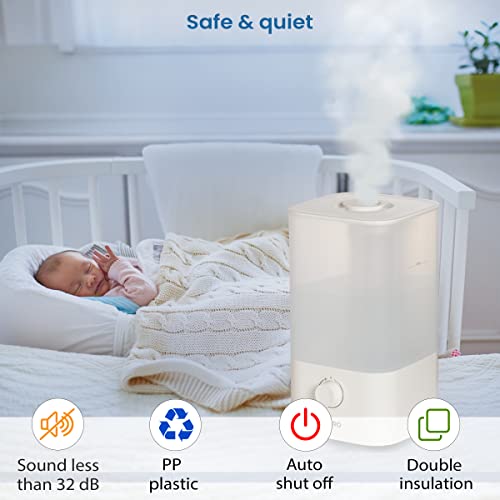 AGARO Breeze Cool Mist Ultrasonic Humidifier, Aroma Diffuser Support Essential Oil, 2.5 Litres, Top Fill, For Bedroom, Home, Office, Adjustable Mist Output, Super Quiet, Auto Shut Off (White)