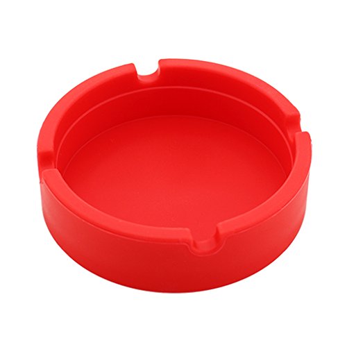 MERISHOPP™ Round Silicone Ashtray Smoking Cigar Holder for Tabletop Office Red