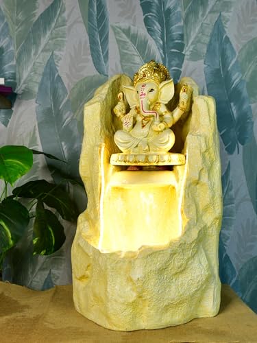 Sowpeace Golden Ganesha Water Fountain showpiece, Set of 1 Premium Resin Made Table Top Home Decor for Living Room and Gifting(37 cm,Golden)