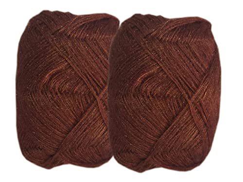 3 Ply Knitting Wool Yarn (100 gm Each) (Brown, Pack of 2)