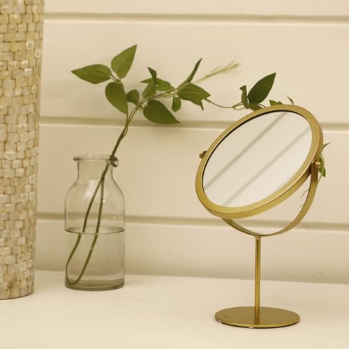 Home4U Gold Mild Steel & Mirror Laverre Table Mirror