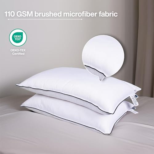 bien LIVING Extra Soft Microfiber Filled Plush Pillow, Down Alternative Hypoallergenic Pillow, 17 x 27 Inches, White (Pack of 2)