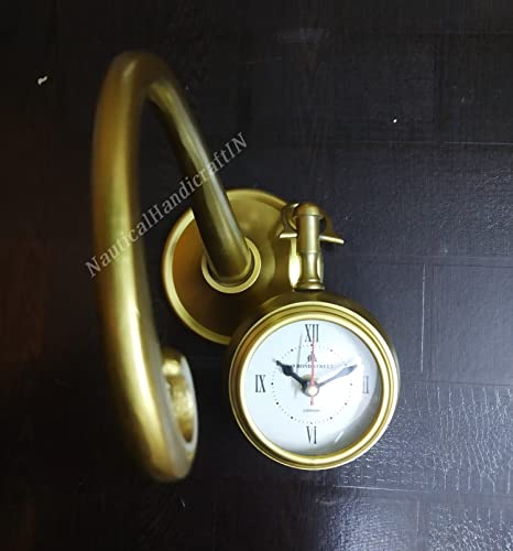 Q Time Handicraft Table Clock Brass Finish Metal Aluminum. Size 10"