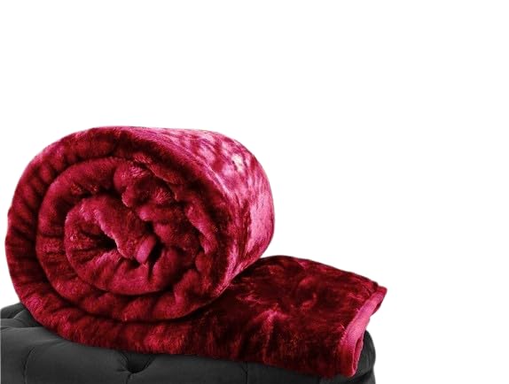 ARIVETS Super Soft Floral Embossed Printed Mink Single Bed Blanket for Winter, Ultrasoft & Cozy, Lightweight Ac Bed Blanket (Maroon, Double - 85x85 Inch)