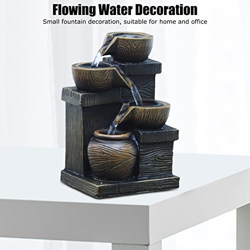 Ubersweet® Flowing Water Decoration, Fortunate Feng Shui Resin USB Circular Tabletop Waterfall Fountain for Office