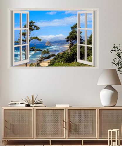 JVERF - JZZA27479 Scenery USA Coast Sky| Self-Adhesive Open Window Wall Sticker