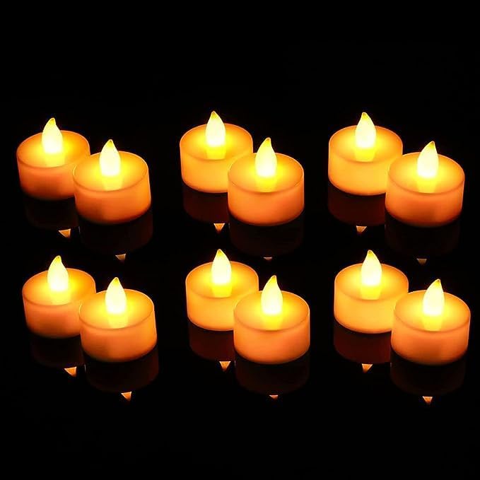 SWADEC 24 Pcs Flameless & Smokeless Decorative Candles Led Tea Light Perfect for Gift, Christmas, New Year Decoration(24 Piece; Yellow; 4 cm)