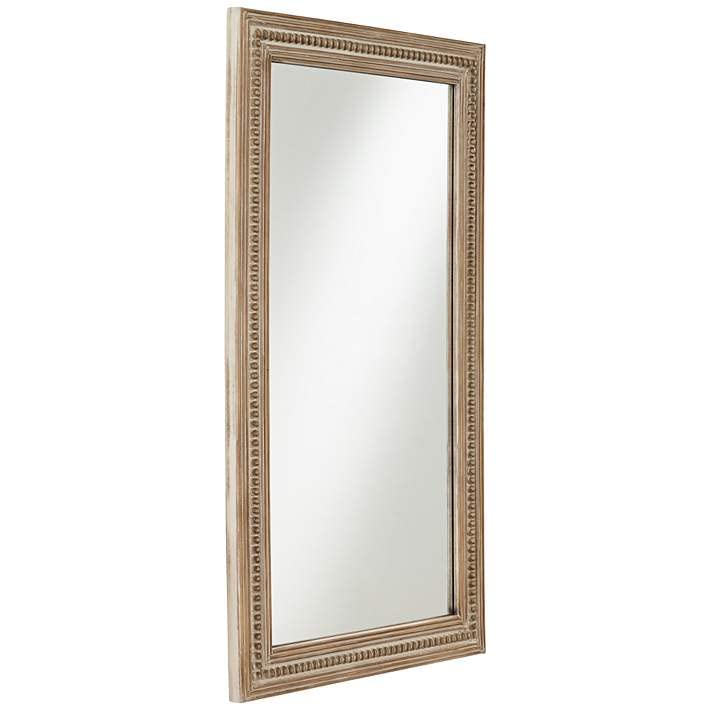 The Zara Enterprises Wooden Cream-Washed Wood Size 28" x 47 1/4" Rectangular Wall Mirror Only Frame Without Mirror