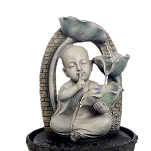 ATORSE® Resin Water Fountain Decor Small Monk Calm Feeling for Housewarming Gifts A