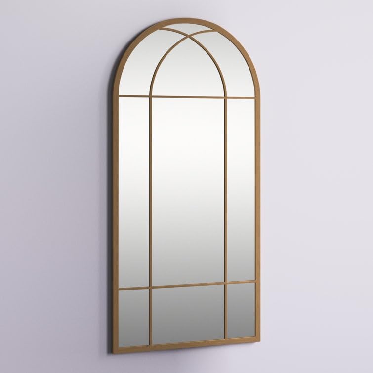 VENETIAN IMAGE Metal Arched Wall Mirror 19x40 Elegant Home Décor for Entryway, Hallway, Living Room (Gold)