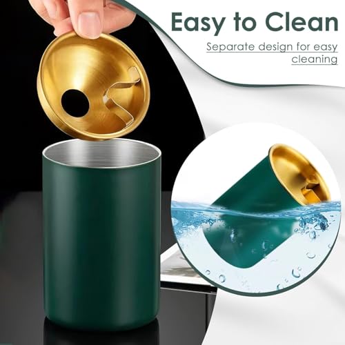 brinicle Stainless steel Ash Tray for Cigarette, Stylish Ash Tray for Indoor or Outdoor Use, Ash Tray with Lid & Cigarette Holder, Durable Windproof Ashtray with Funnel Lid