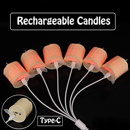 yunsheng Rechargeable Flameless Votive Candles with Remote Timer, D2 x H3 inches in/Outdoor Waterproof Flameless Flickering Electric Candles, 3D Wick Battery Operated LED Tea Lights, Set of 6, Ivory