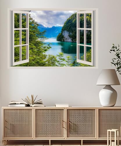 JVERF - JZZA22028 Germany Mountains Summer| Self-Adhesive Open Window Wall Sticker