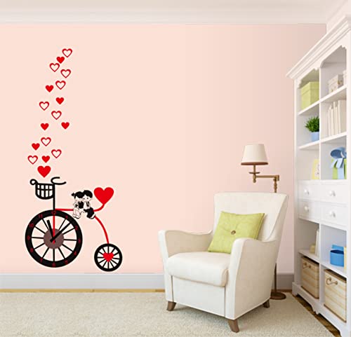 Decorative loveing Hearts Cute Children bycycle for Kids Room Wall Sticker for Home Decorative (PVC Vinyl Multicolour)