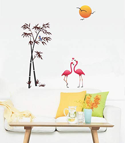 Sunset Swan Love Self Adhesive VinylWaterproof Decorative Wall Stickers for Hall, Bedroom, Kitchen and Furniture