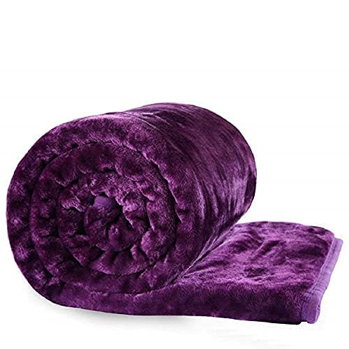 MICROBOOTH Soft Blanket Double Bed Mink Blanket for Heavy Winter Blanket AC Double Bed Super Soft Light Winter Blanket Travel Mink Blanket King, Lightweight M4.(Purple, Double Bed)