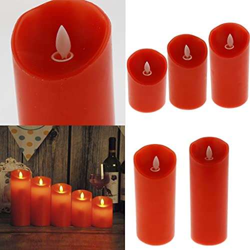 ATORSE® Flameless Led Pillars Tea Light Candles for Holidays Wedding Parties Red 10Cm