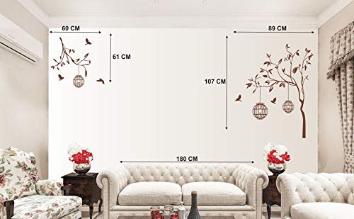 Trendy Set of 2 Wall Stickers Elephant Old Free Bird case Brown Self Adhesive VinylWaterproof Decorative Wall Decals for Home