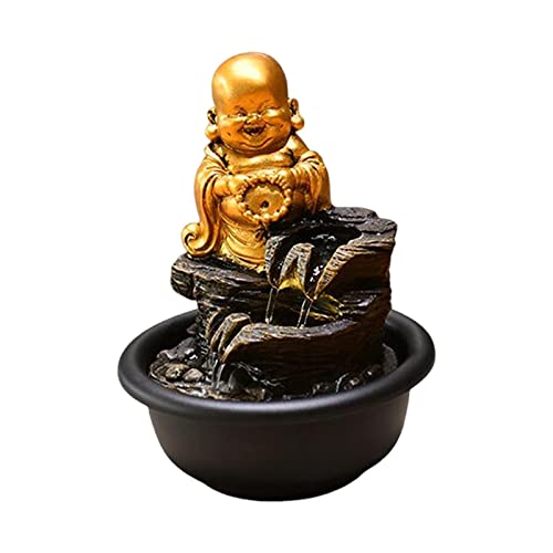 CALANDIS® Tabletop Water Fountain Buddha Statue for Office Farmhouse Birthday Gifts Smile Buddha | 1 Tabletop Fountain(Us Adapter)