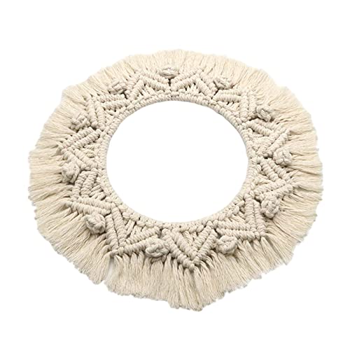 ATORSE® Macrame Wall Hanging Round Tapestry Mirror Outer Edge For Background Party B