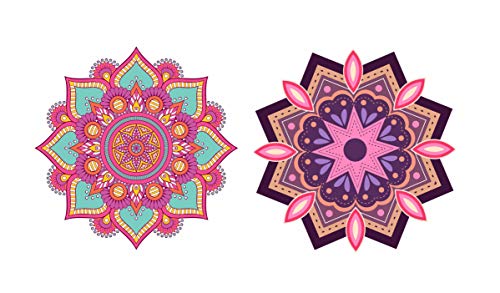 Diwali Special - Colourful Decorative Rangoli Sticker Size- 30 cm x 30 cm Set of 2 (AS158)