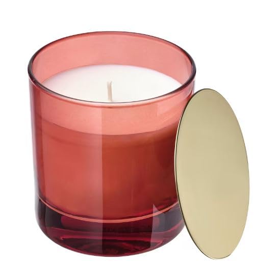 Uppfylld Vinterfint Scented Candle in Glass with lid, Orange and Clove/red, 40 hr