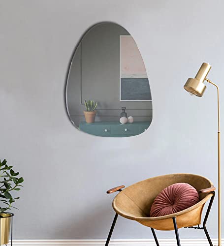 Venetian Design Extra Clear Egg Shaped Frameless Wall Mirror | 24 x 18 Inches | Mirrors for Bathrooms