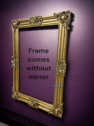 A.M INTERNATIONAL Wooden Carved Wall Mirror Frame solid Wood, Antique Finish | with Out Mirror | Size 5.5x3.5 FT(ANTIQUE GOLD)