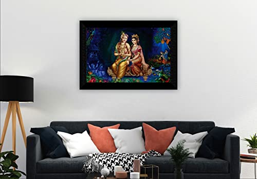 SAF paintings Pack of 1 Radha krishna religious modern art wall painting with framed for living room 11 inch x 14 inch CANFM31326