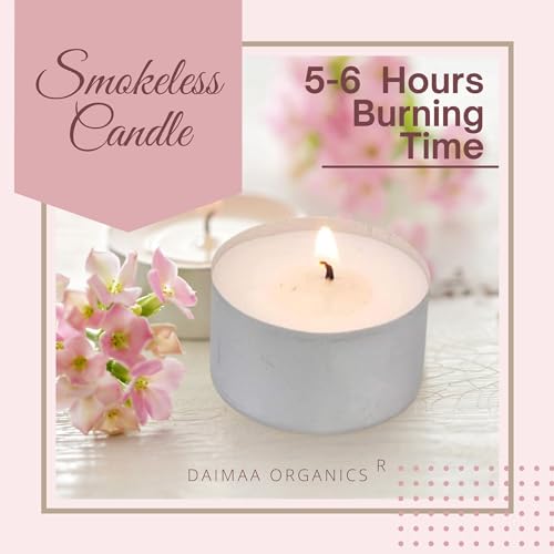 Daimaa organics Long Burning Tea Light Candles | Tealights Candles Set of 84 | Big- 22 Gram Each | Burning Time- 5-6 Hours appx | Pack of 84, Others