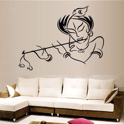 Sticker Cart™ Shree Krishna Black Wall Sticker for Living Room, Bed Room, Kide Room