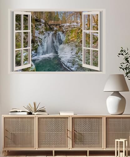 JVERF - JZZA21821 Germany Forests Rivers Bridges Cochem Trees Ice| Self-Adhesive Open Window Wall Sticker