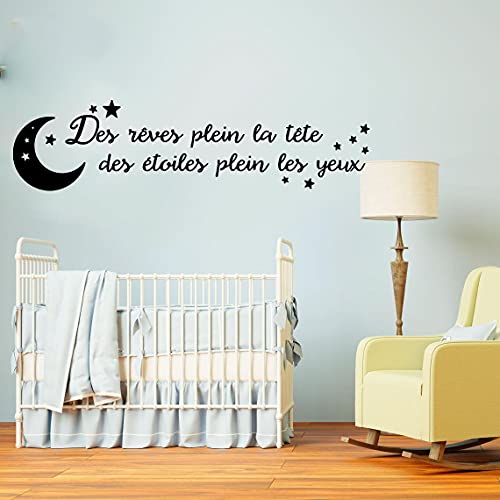 GADGETS WRAP Vinyl Decal Sticker French Dream Full Head Star Moon Black (Item Finish Size : 150cm x 38cm)