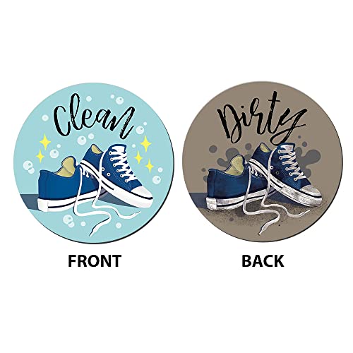 WIRESTER 3.5 inch Clean Dirty Sign Double-Sided Magnet Flip Decoration for Kitchen Dishwasher Washing Machine, Sneaker