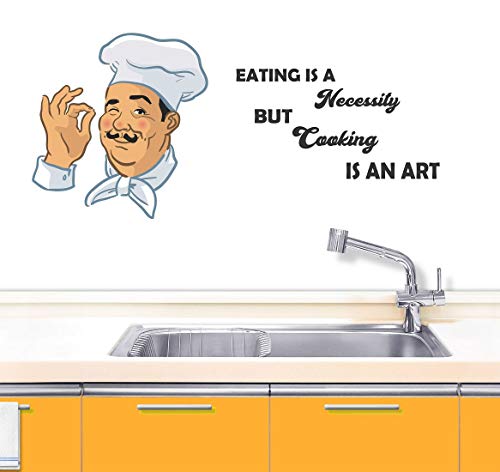 Wallzone Cooking is Art Chef Multi Large Wallsticker for Home Decorations (100 cm x 50 cm)