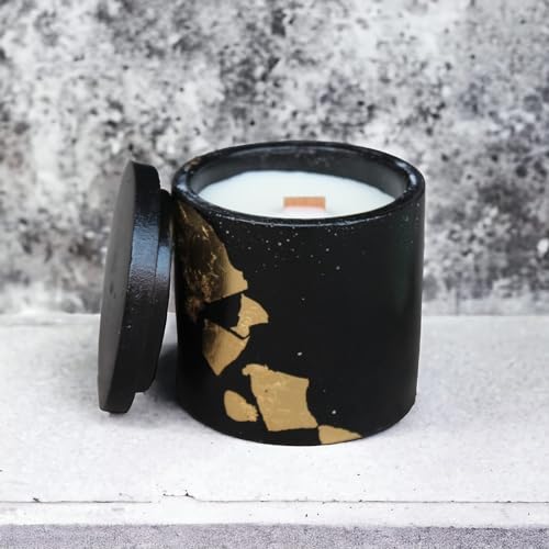 Shivaliya Collection High-Strength Concrete Cylinder Shape Candle Jar with Aroma Fragrance | Premium Scented Soy Wax Fill | 20-22 Hr Burn Time - | Scented Candle |Gifts for Memorable-(Medium, Black)