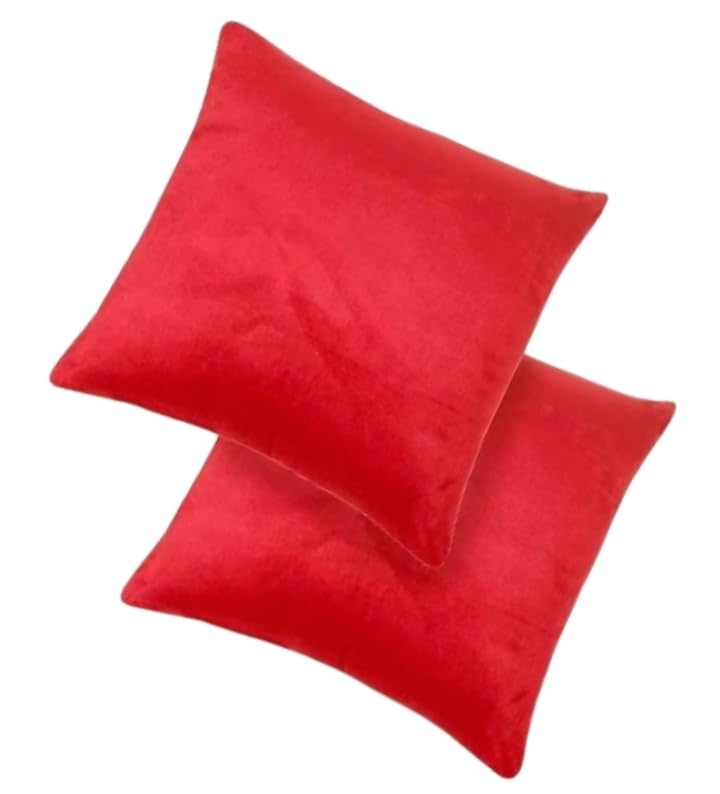 Amazon Brand Cushions, for Sofa, Cushion Pillow, Cushion Complete Cushion 12 inch x 12 inch, Hollow Fiber Sofa Cushions Set of 1, (Colour - Red Cherry (1)