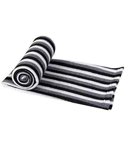 WONDERLOOK Single Bed Donation Woollen Standard Polo Blanket (Black and White) -Pack of 4 Pieces