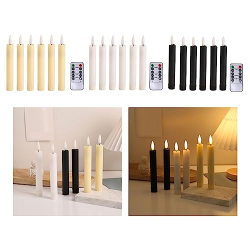 SAZ DEKOR 6X LED Candles 3D Wick Flameless Taper Candles for Wedding Party ivorys White