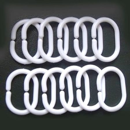 AAMS HOME DECOR Bathroom Shower Plastic Curtain Liner Hook Hooks Rings (Pack of 24)